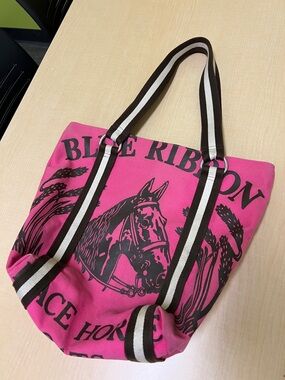 Rebecca Ray American couture blue ribbon pink brown maryann horse tote bag purse